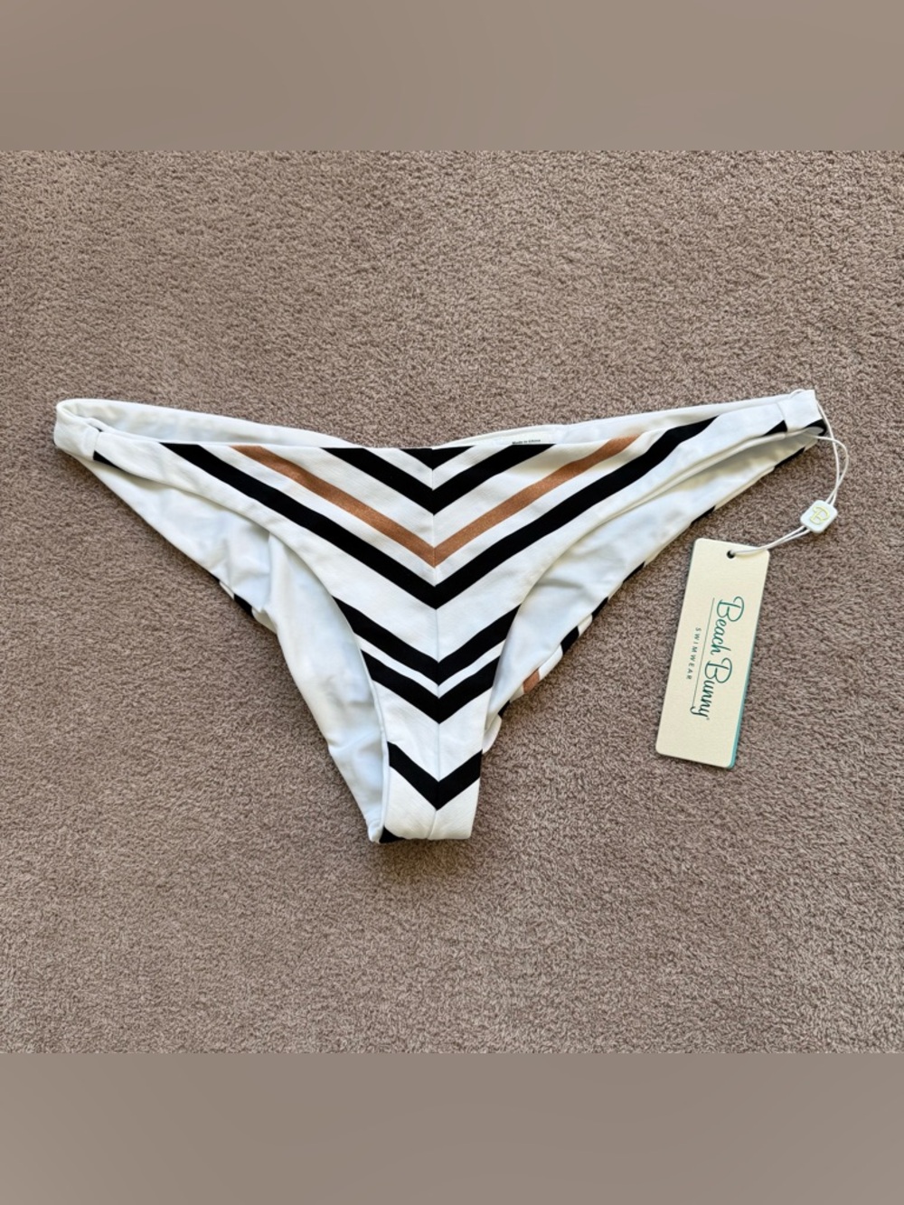 NEW - Beach Bunny - Angela Skimpy Bottom - BLACK/WHITE/COPPER